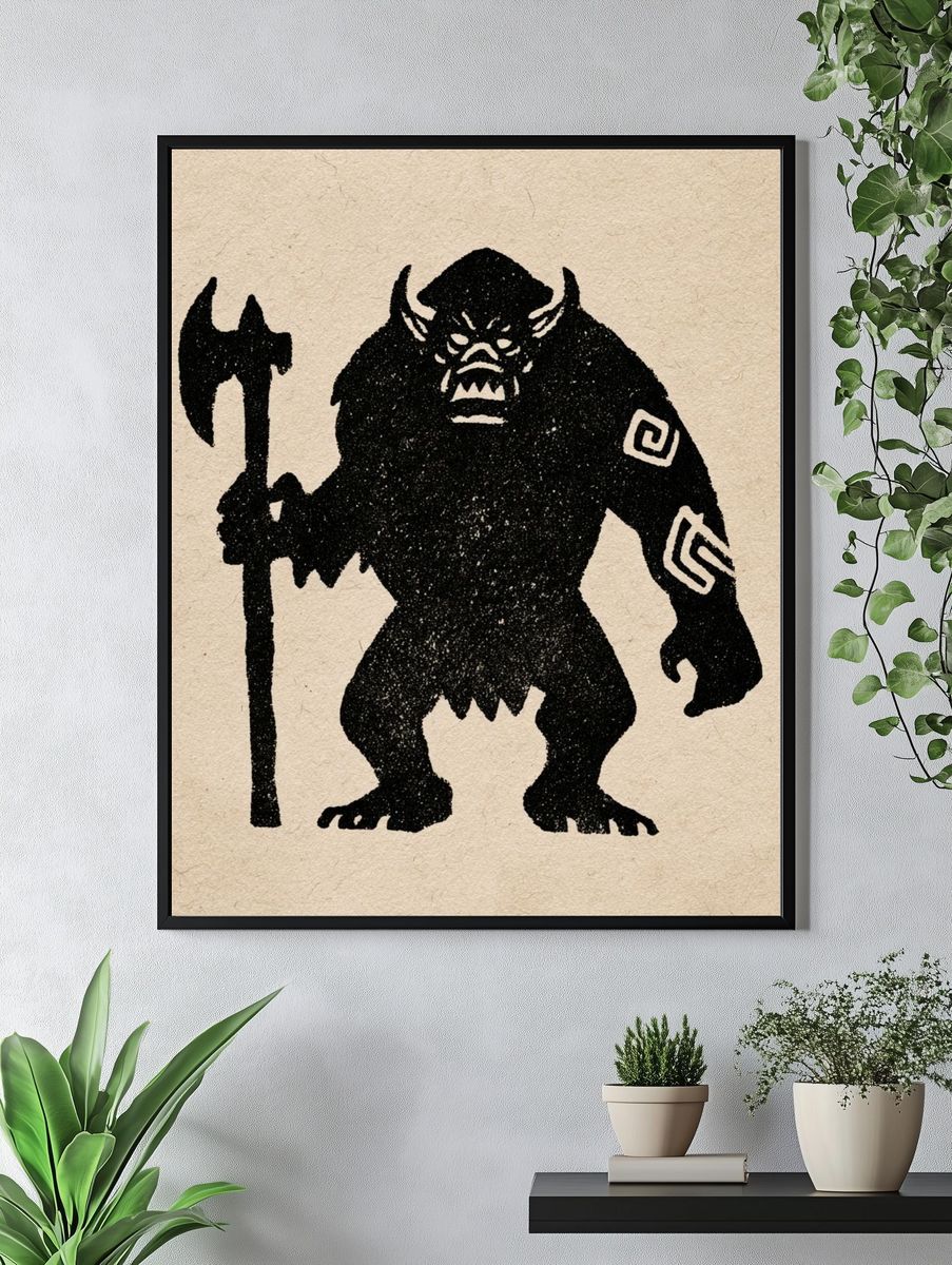 Mythic Ogre Silhouette Print. — room view 4