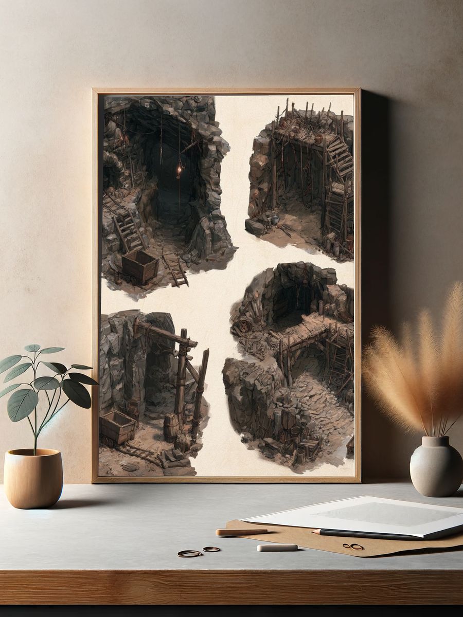 Underground Mine Concept Art Poster. — room view 2
