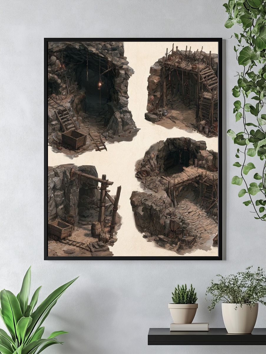 Underground Mine Concept Art Poster. — room view 4