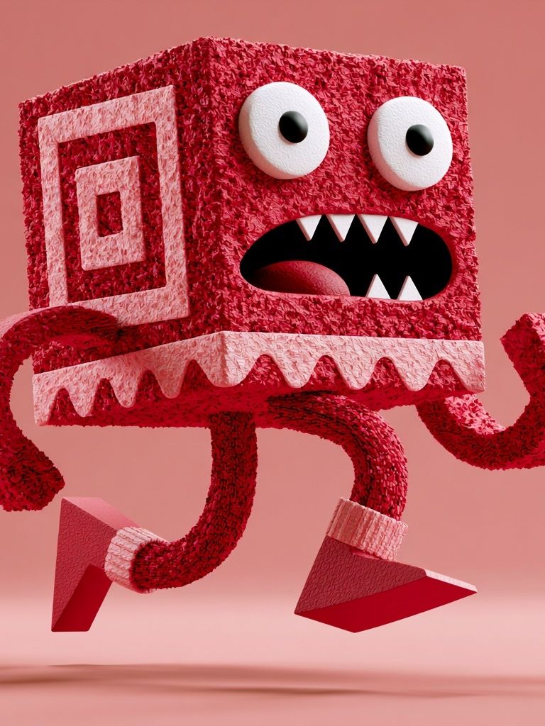 Playful Red Monster Illustration Poster. poster — illustration art