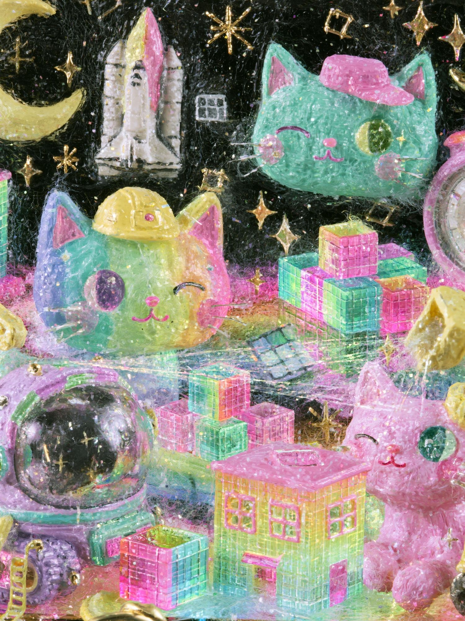 Kawaii Space Cats Poster. poster detail