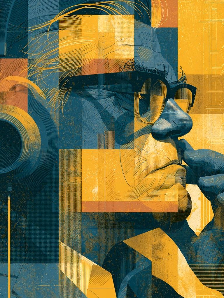Contemplative Man Digital Art Poster. poster — illustration art