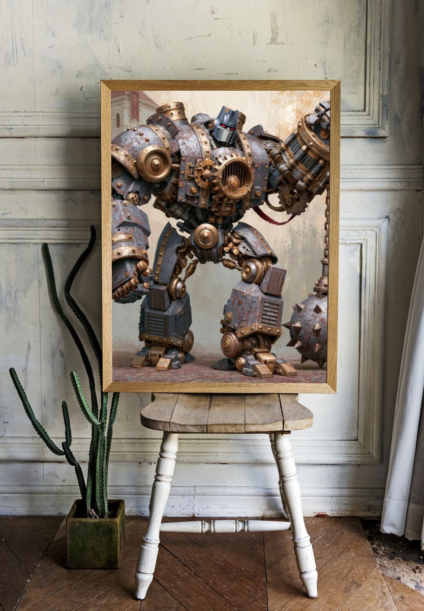 Steampunk Robot Warrior Print. — room view 1