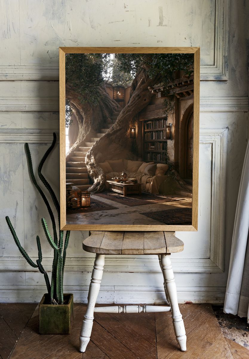 Enchanted Treehouse Interior Print. room preview