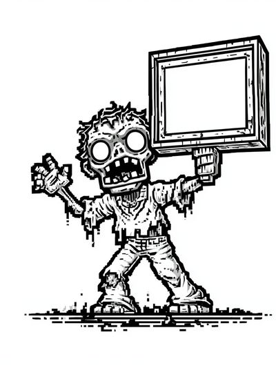 Zombie Sign Holder Illustration Poster.