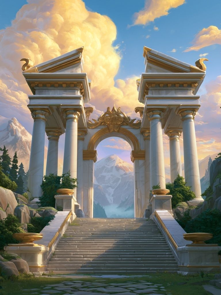 Mythic Mountain Gate Illustration Poster. poster detail