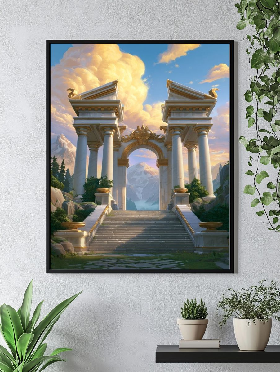 Mythic Mountain Gate Illustration Poster. — room view 4