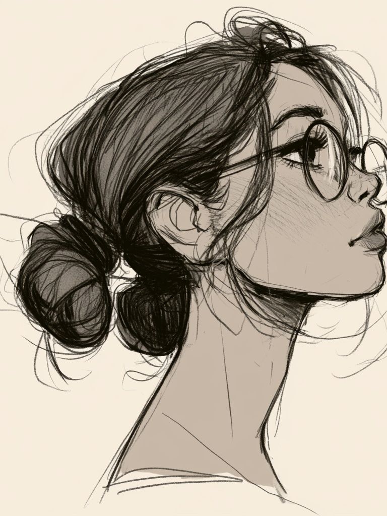 Woman Profile Sketch Print. poster — illustration art