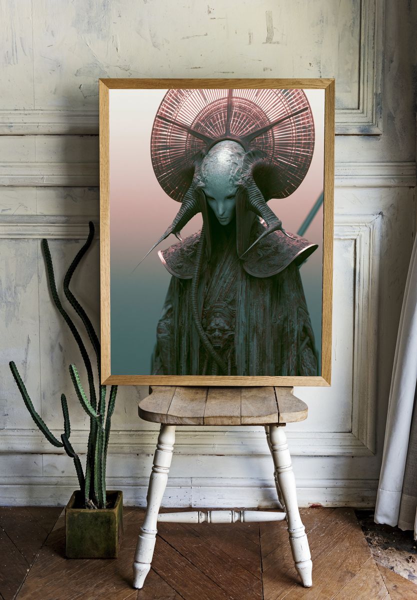 Surreal Alien Figure Illustration Poster. — room view 1