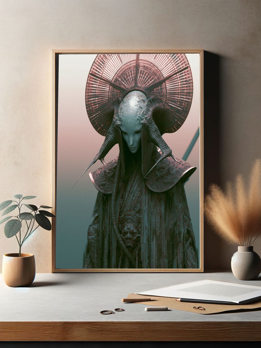 Surreal Alien Figure Illustration Poster. — room view 2