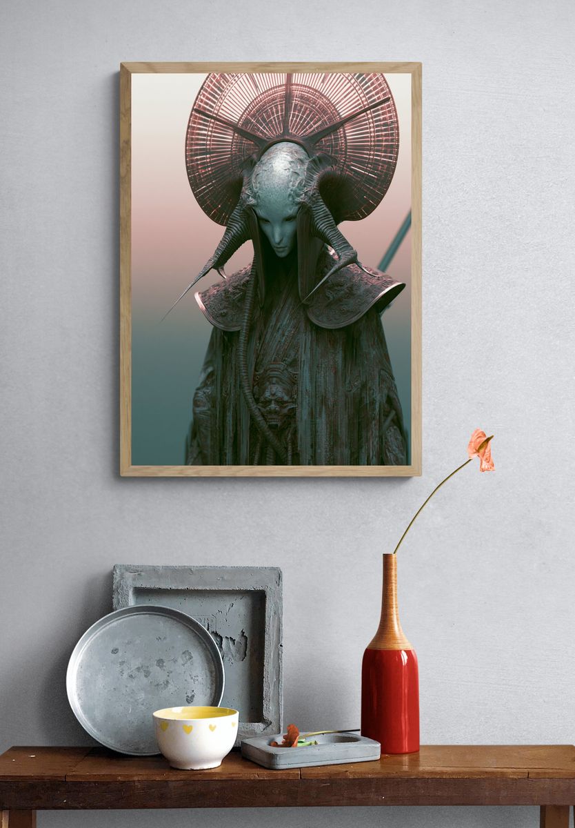 Surreal Alien Figure Illustration Poster. — room view 3