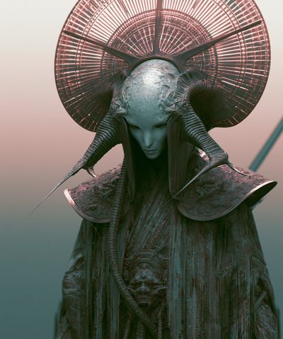 Surreal Alien Figure Illustration Poster. poster print