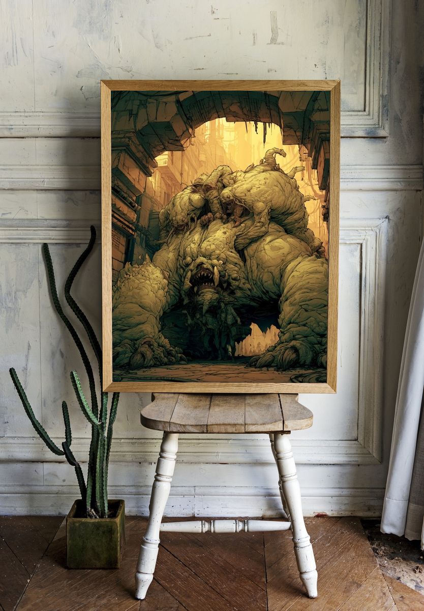 Giant Monster Alley Illustration Poster. room preview