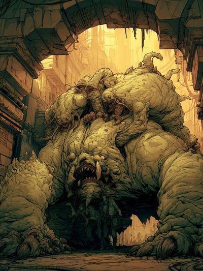 Giant Monster Alley Illustration Poster.
