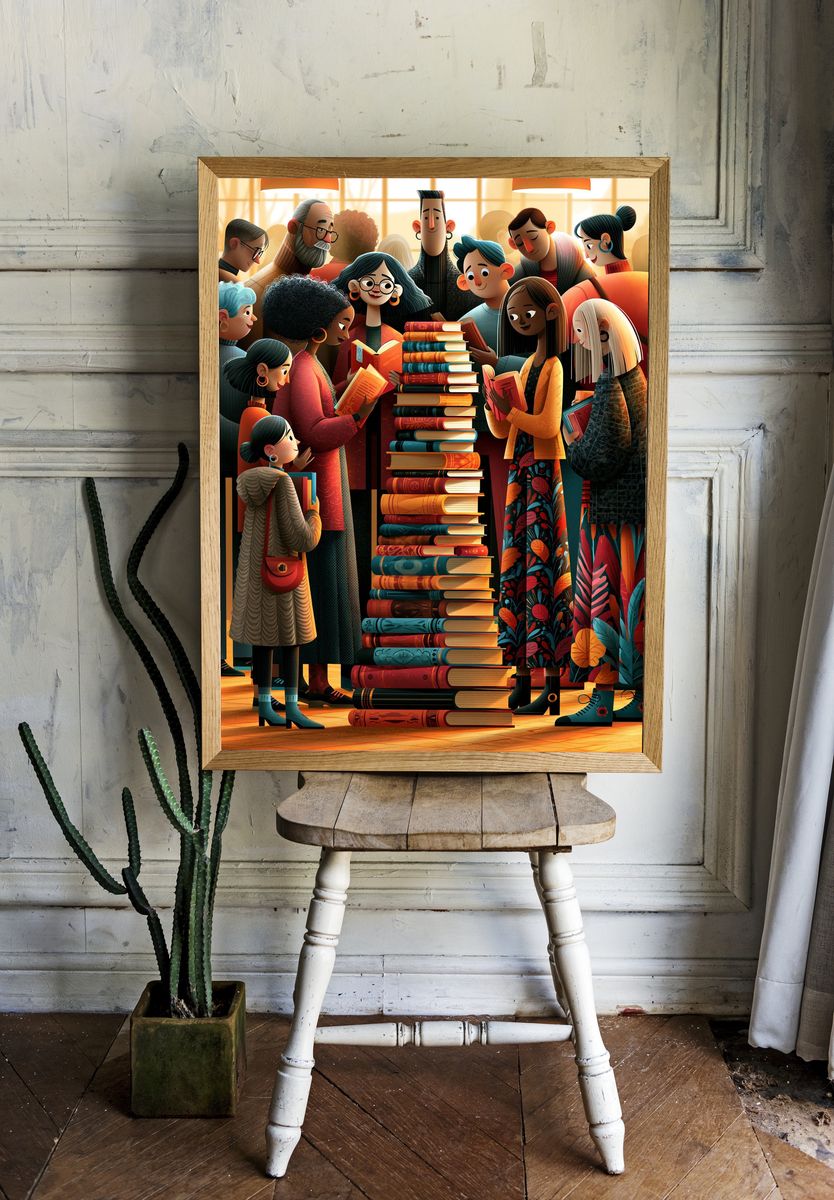 Book Lovers Illustration Poster. — room view 1