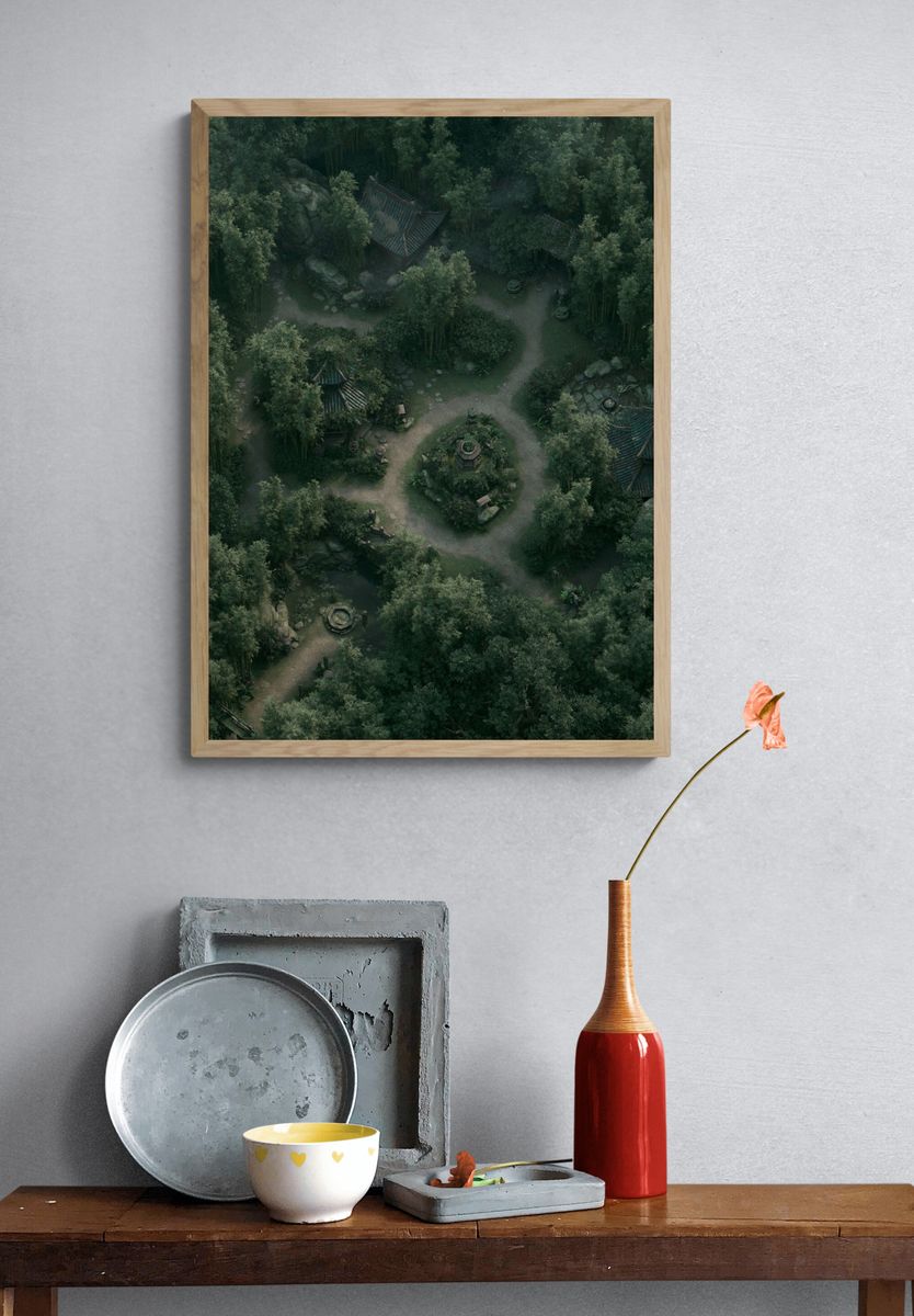 Hidden Bamboo Garden — Digital Art Print. — room view 3