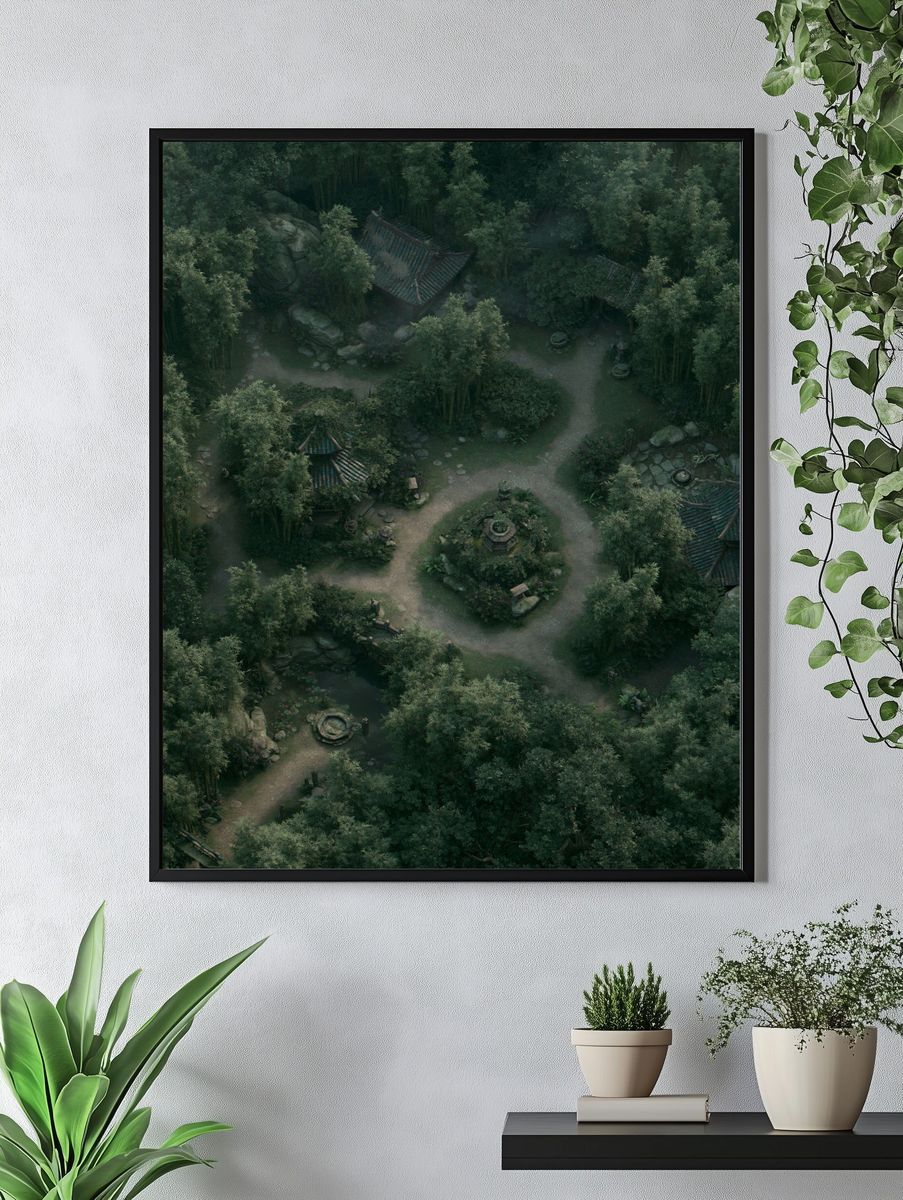 Hidden Bamboo Garden — Digital Art Print. — room view 4
