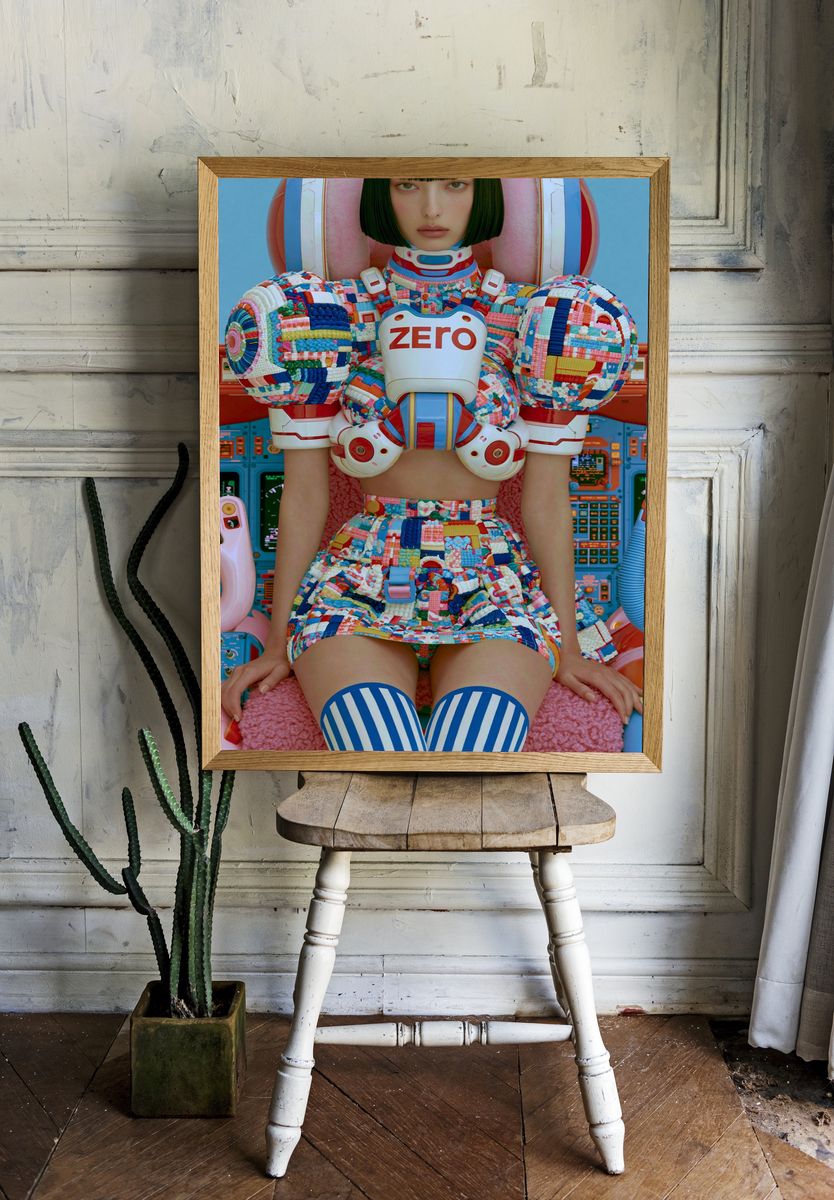 Futuristic Zero Portrait Print. — room view 1