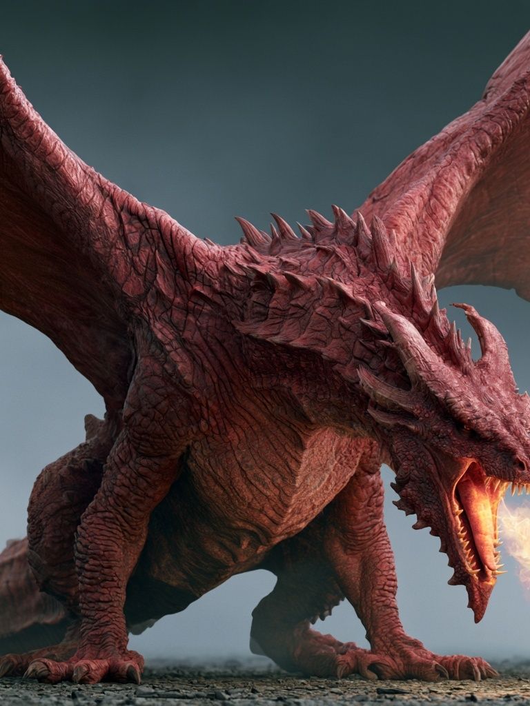 Fire-Breathing Dragon Illustration Poster. poster — illustration art