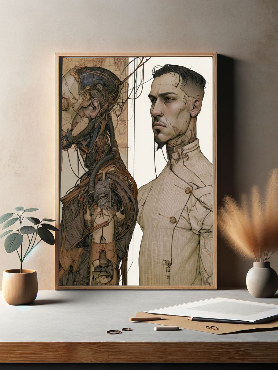 Cybernetic Dual Portrait Print. — room view 2
