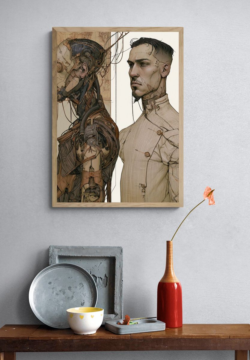 Cybernetic Dual Portrait Print. — room view 3