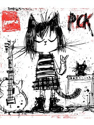 Cat Girl Punk Illustration Poster. poster