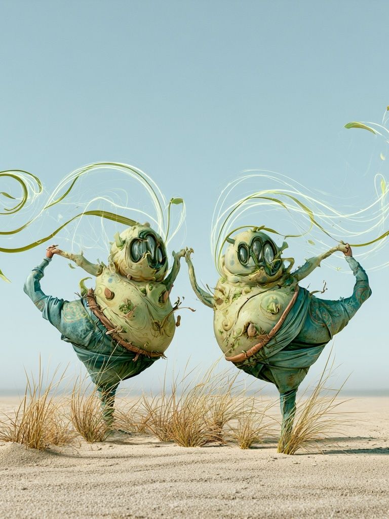 Surreal Desert Dancers Print. poster — illustration art