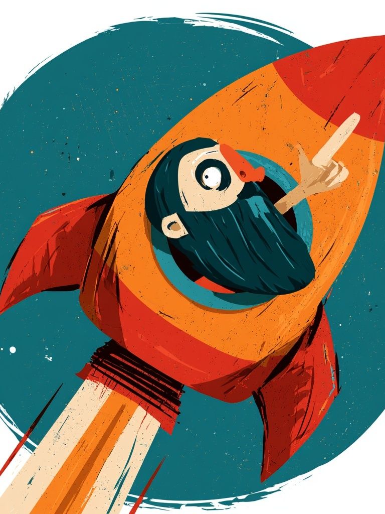 Rocket Beard Illustration Poster. poster detail