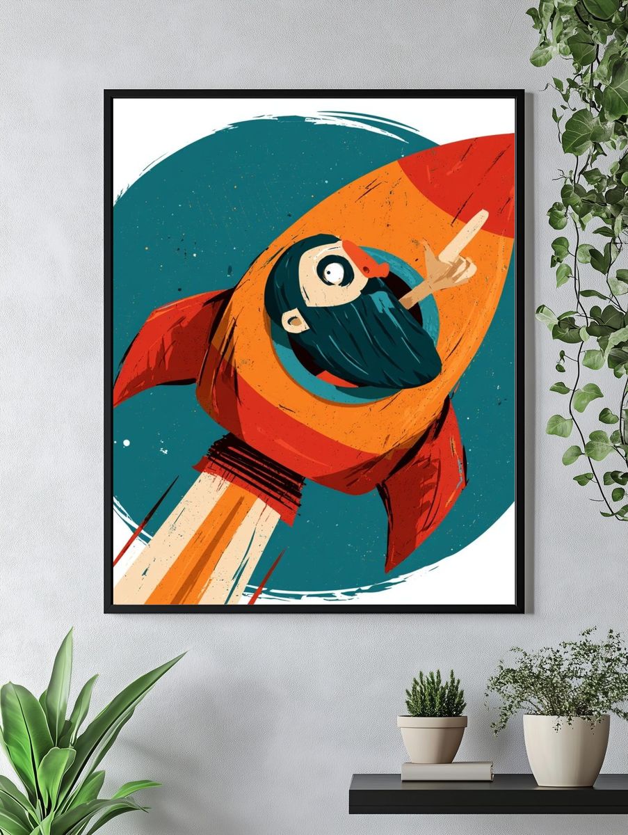 Rocket Beard Illustration Poster. — room view 4