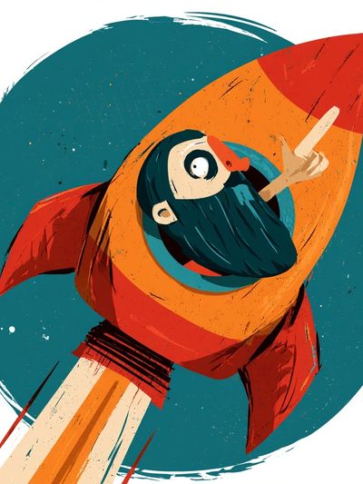 Rocket Beard Illustration Poster. poster