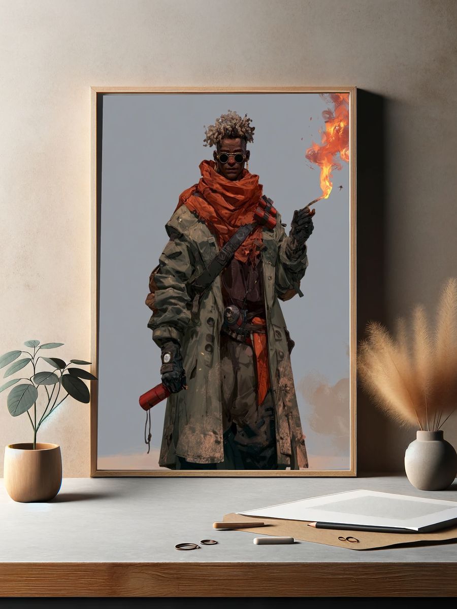 Flame-Wielding Explorer Illustration Poster. — room view 2