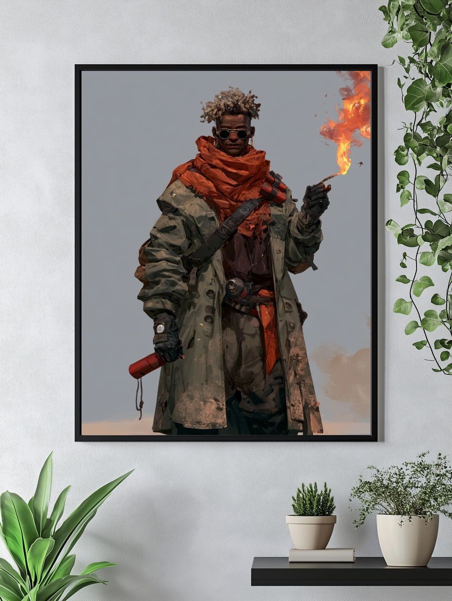 Flame-Wielding Explorer Illustration Poster. — room view 4