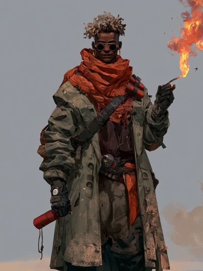 Flame-Wielding Explorer Illustration Poster. poster