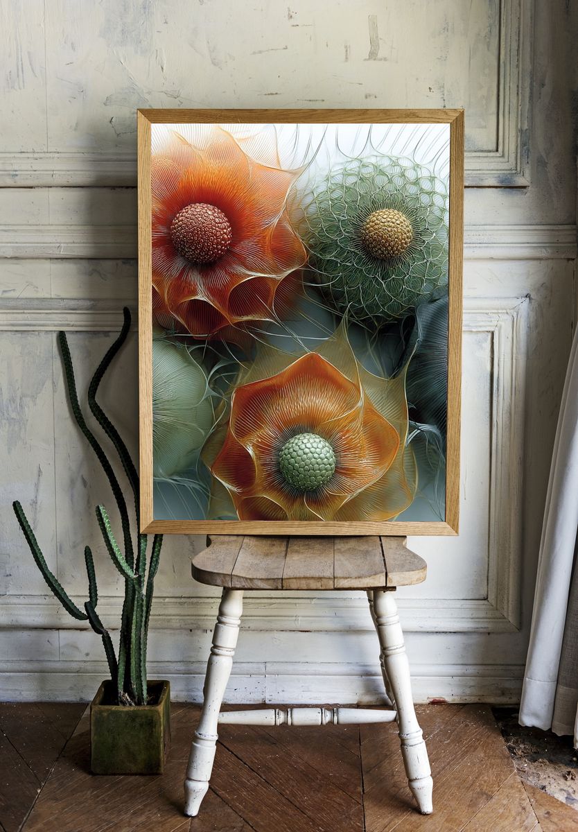 Beautiful woman surrounded nature illustration. room preview