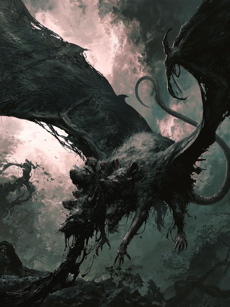 Dark Dragon Fantasy Print. poster — illustration art