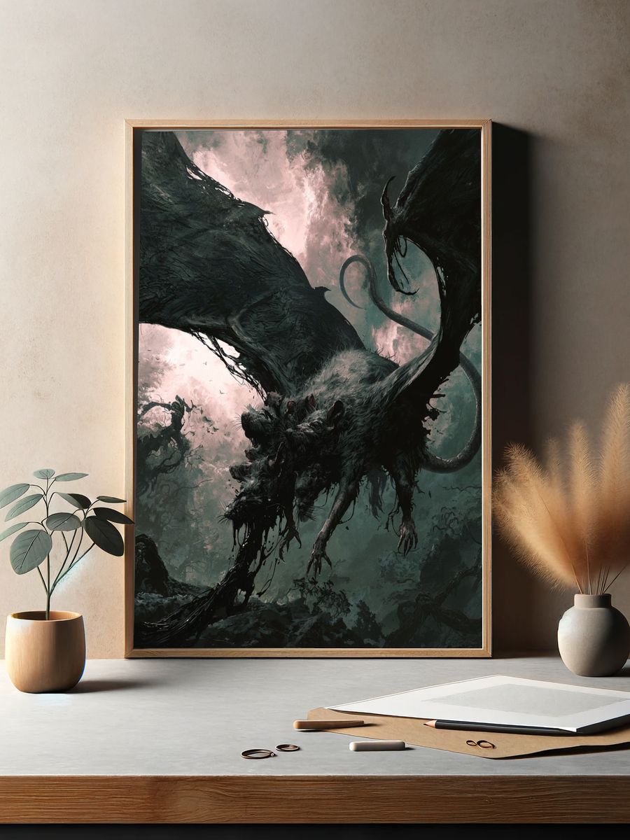 Dark Dragon Fantasy Print. — room view 2