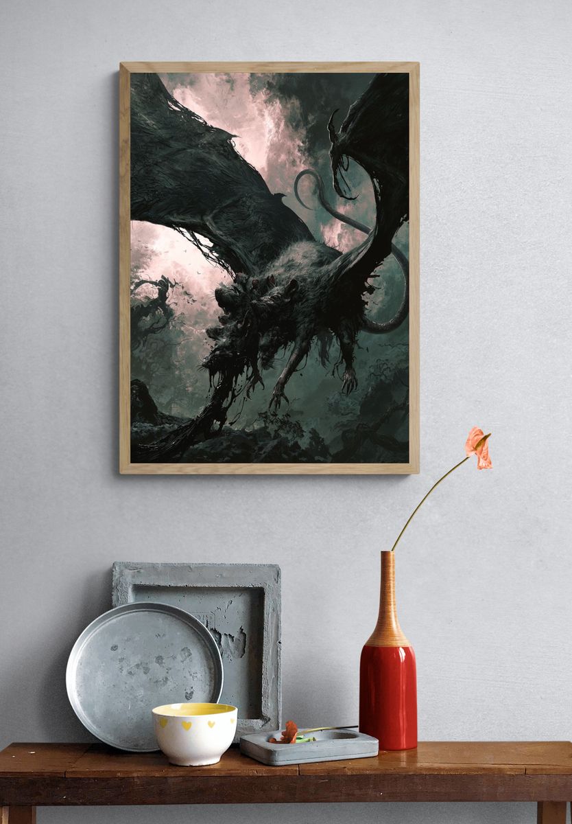 Dark Dragon Fantasy Print. — room view 3