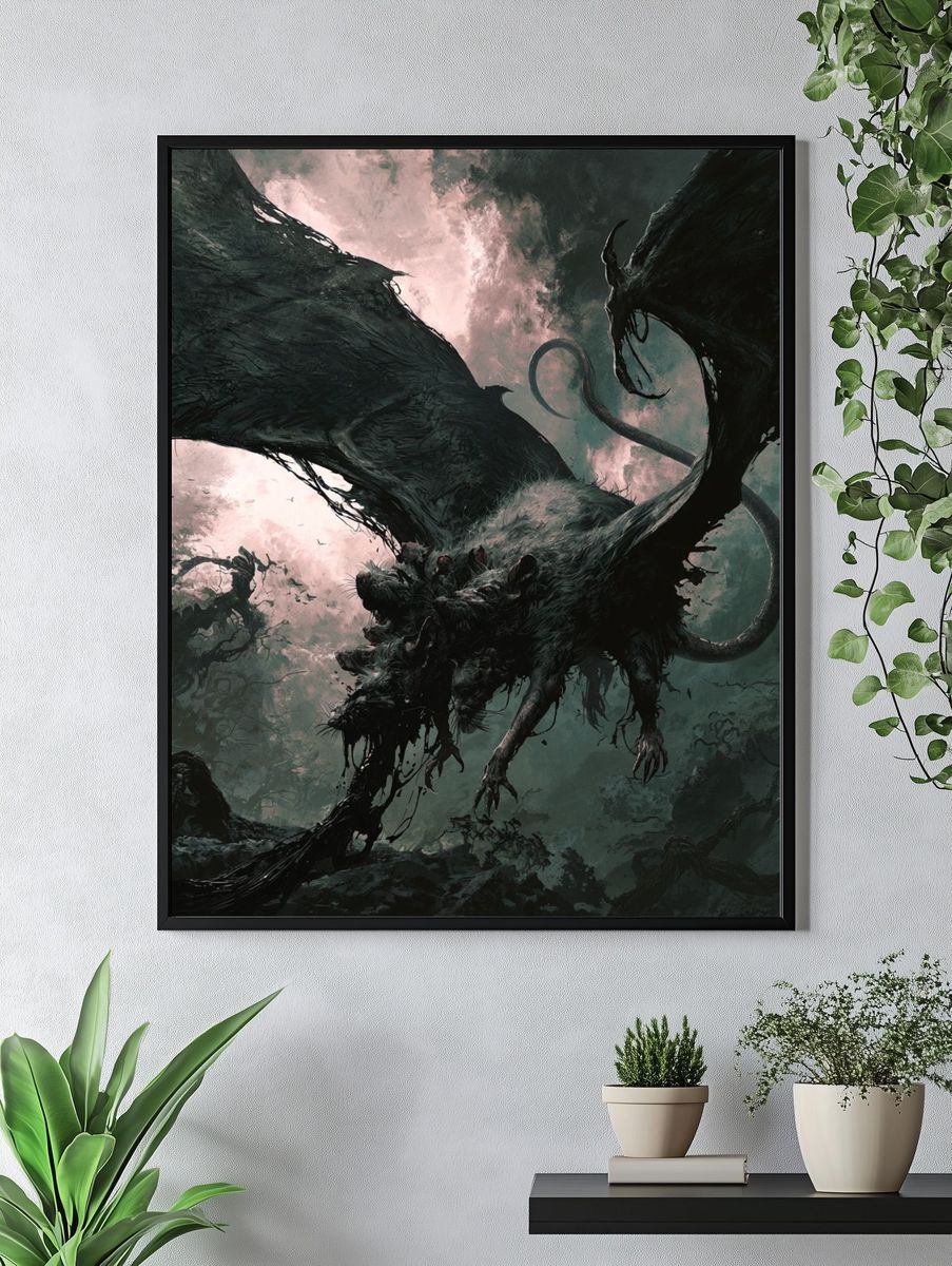 Dark Dragon Fantasy Print. — room view 4