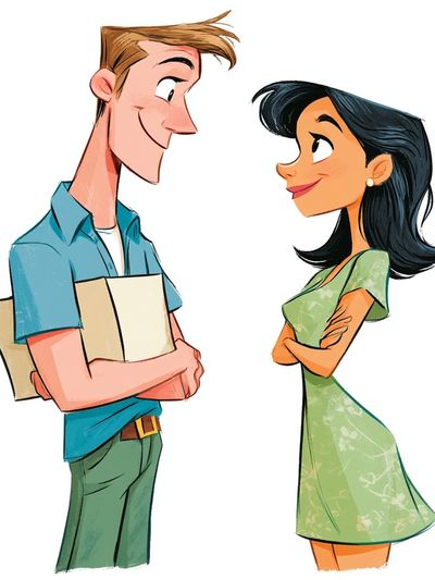Romantic Couple Illustration Poster.