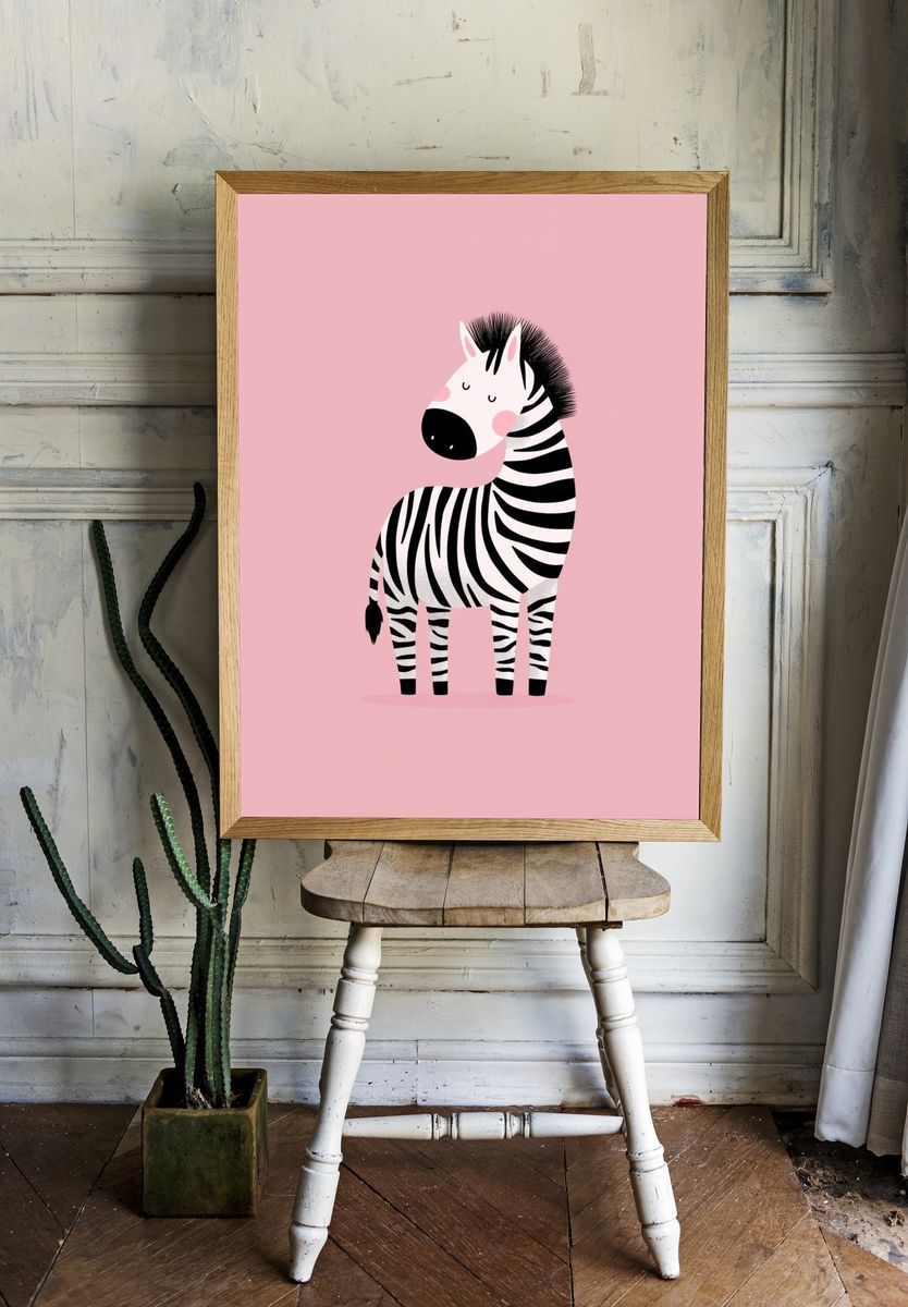Sleepy Zebra Illustration Poster room preview