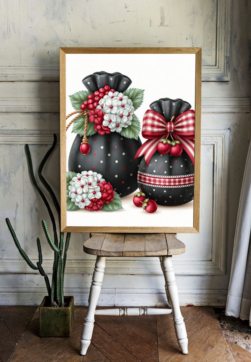 Christmas Gift Bags Illustration Poster. — room view 1