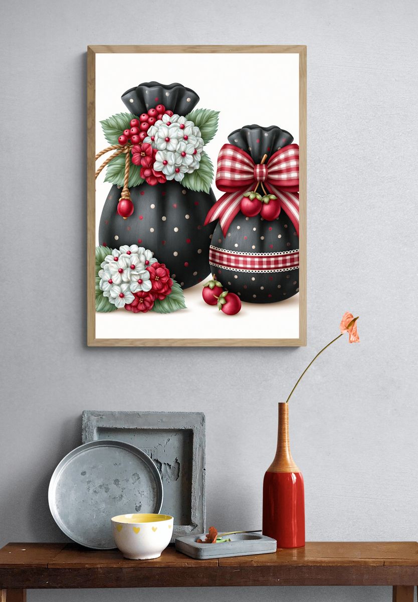 Christmas Gift Bags Illustration Poster. — room view 3