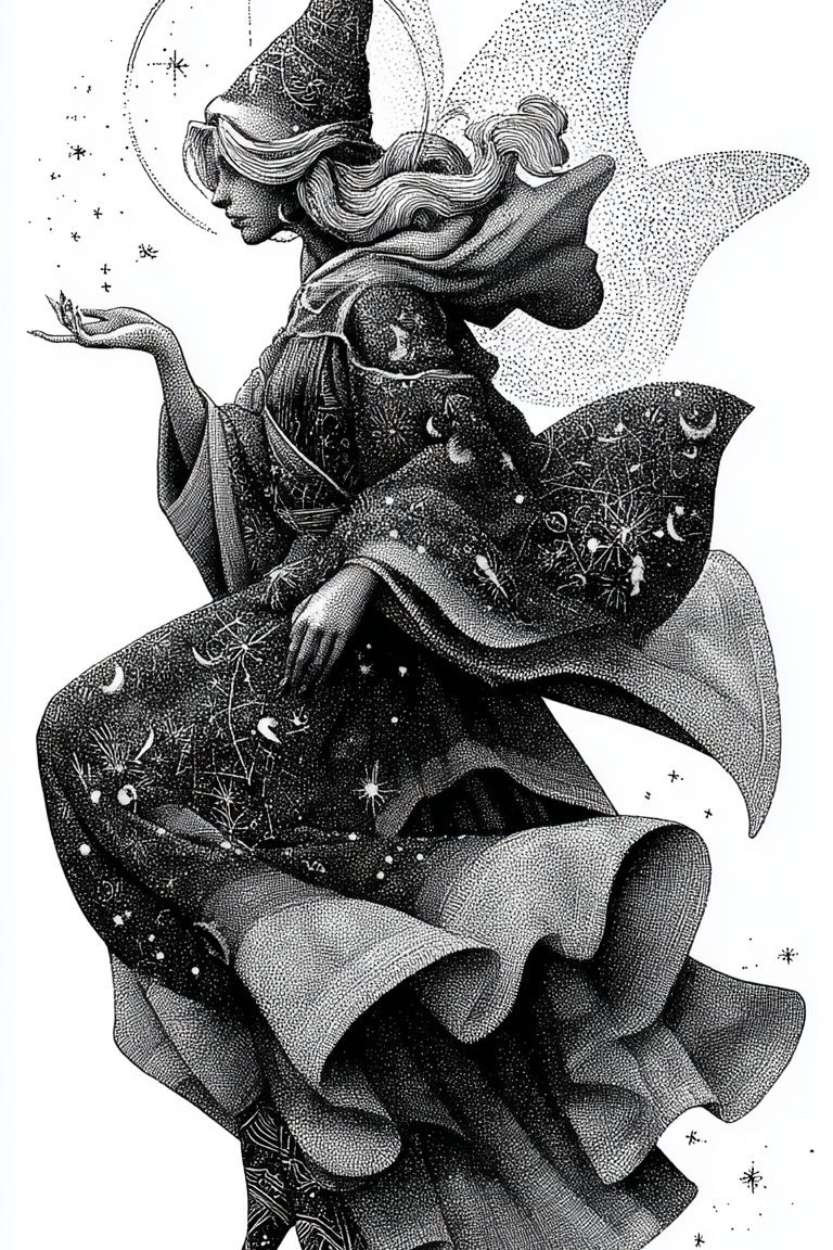 Celestial Witch Illustration Poster. poster detail