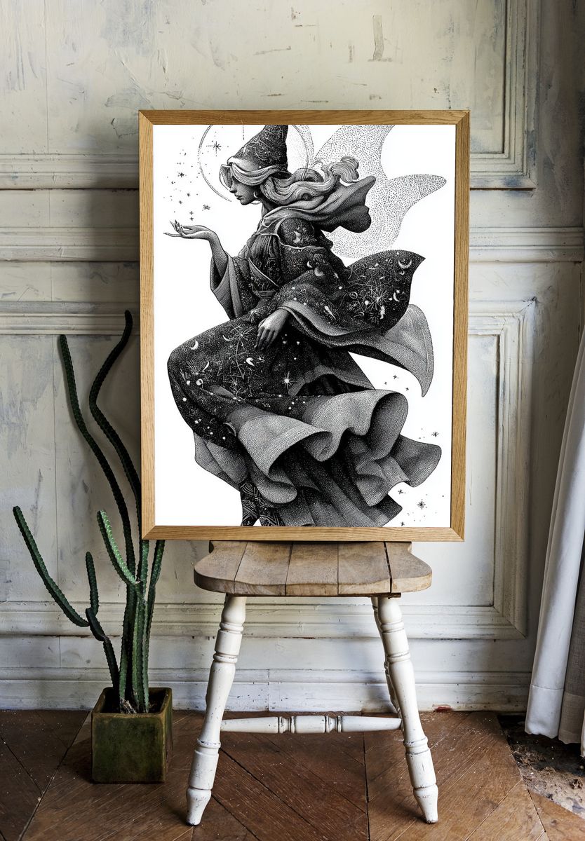 Celestial Witch Illustration Poster. — room view 1