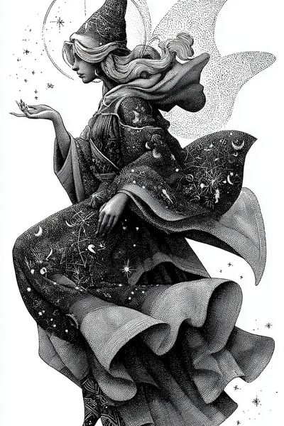 Celestial Witch Illustration Poster. poster print