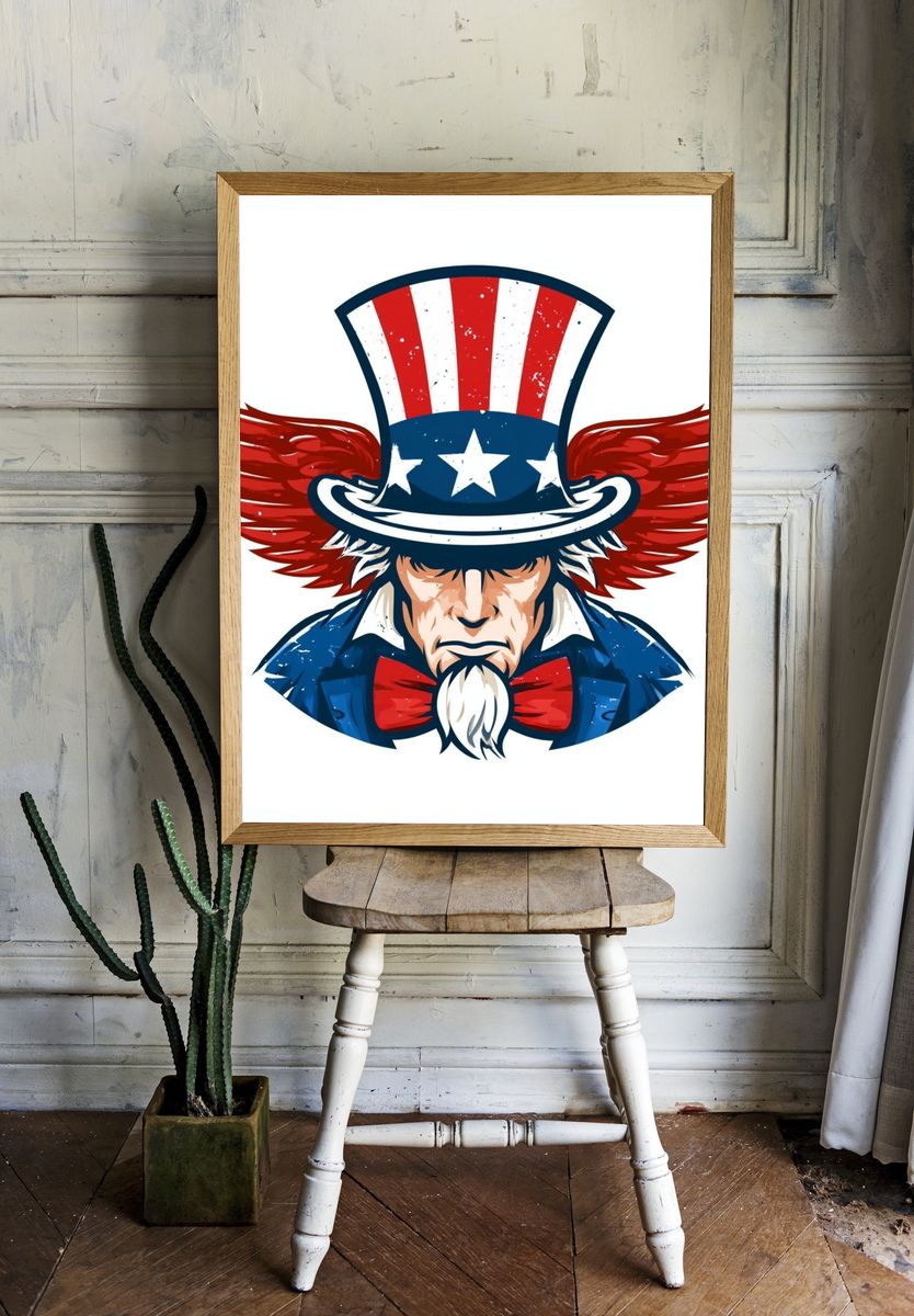 Uncle Sam Eagle Illustration Poster. — room view 1