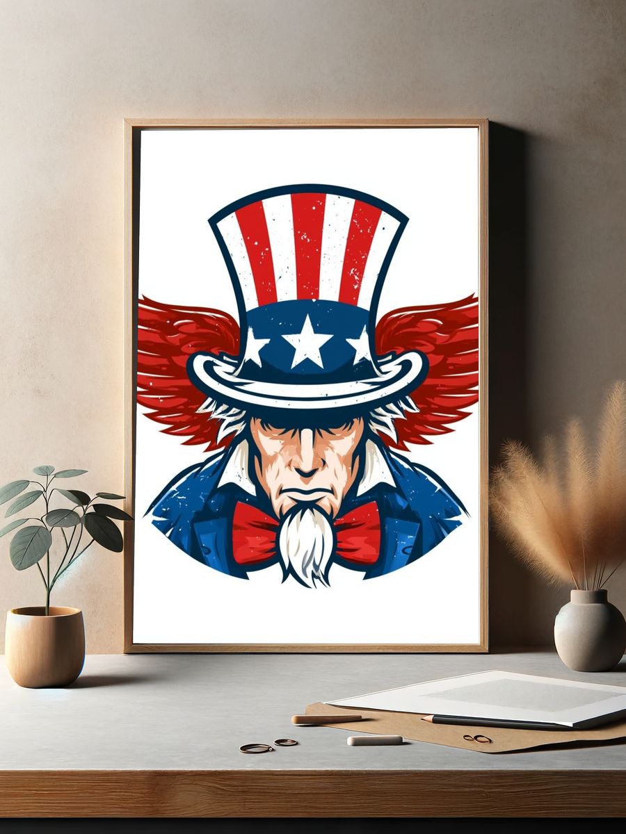 Uncle Sam Eagle Illustration Poster. — room view 2