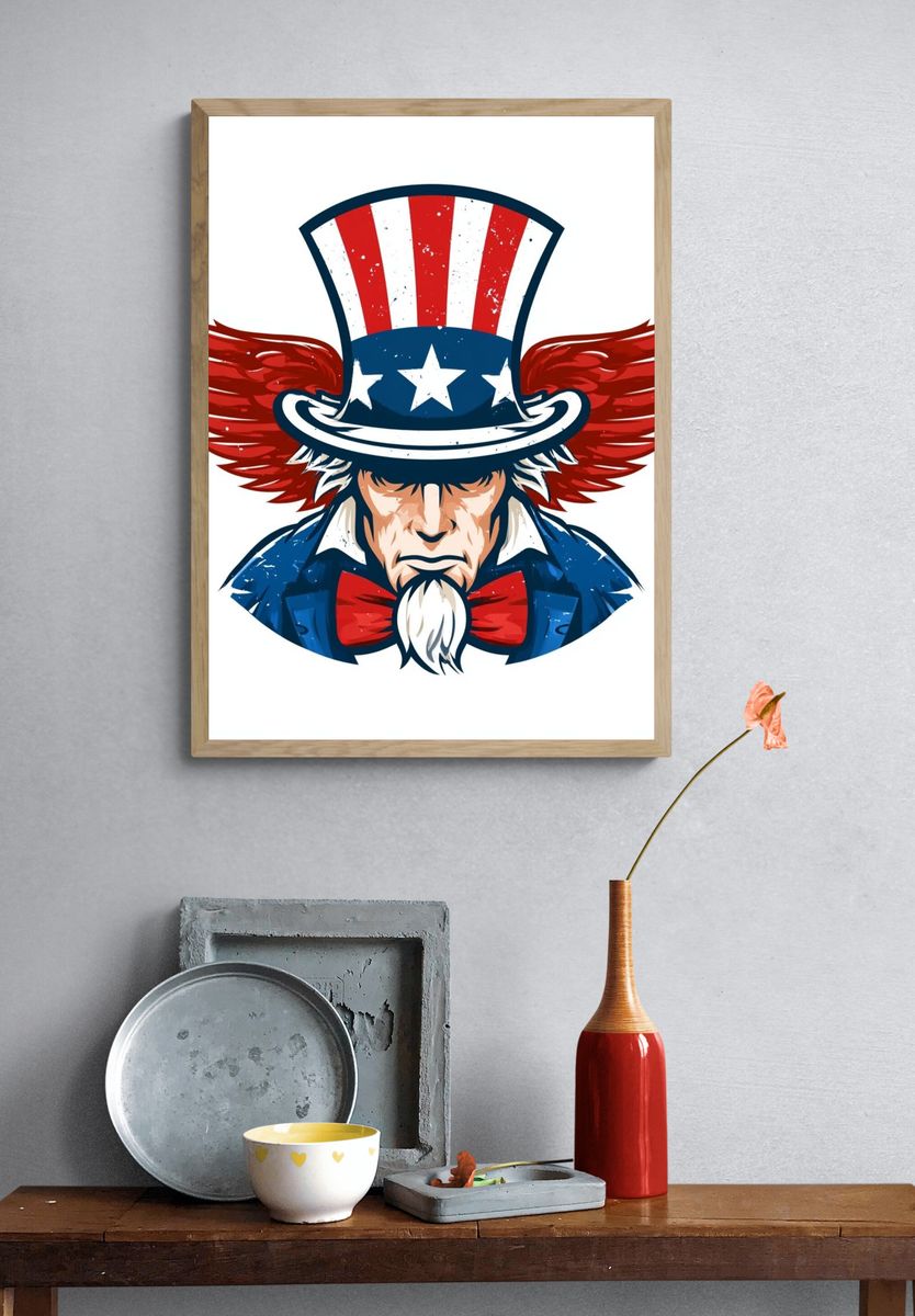 Uncle Sam Eagle Illustration Poster. — room view 3