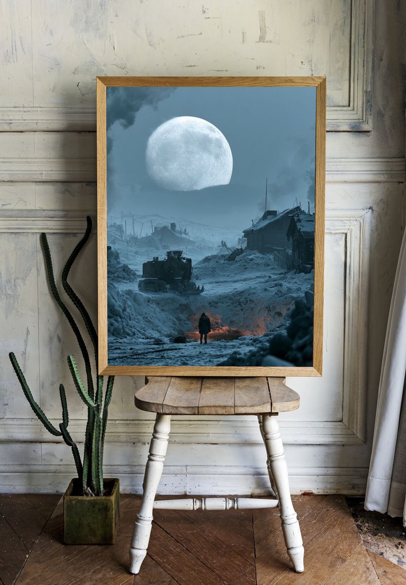 Frozen Moonlit Wasteland Print. — room view 1