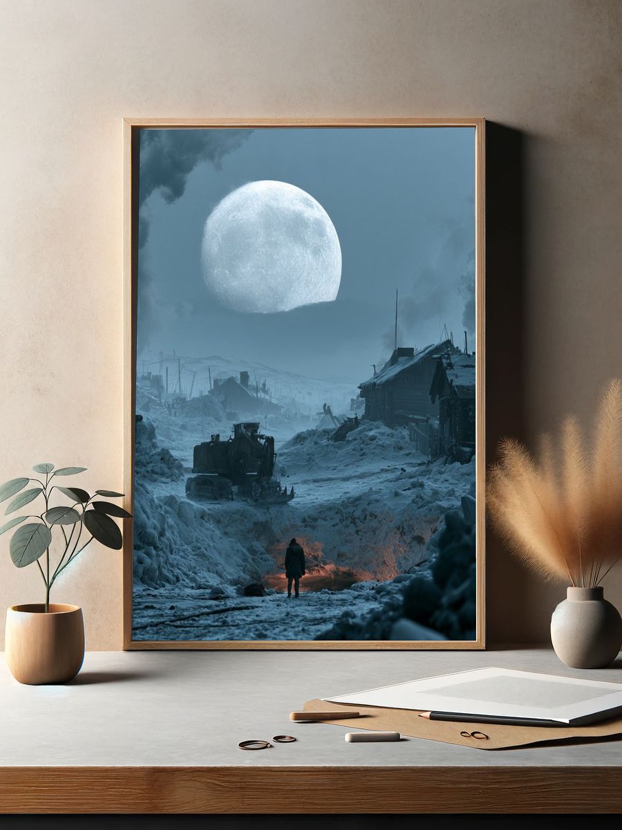 Frozen Moonlit Wasteland Print. — room view 2